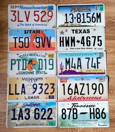 Zestaw 10 tablic USA